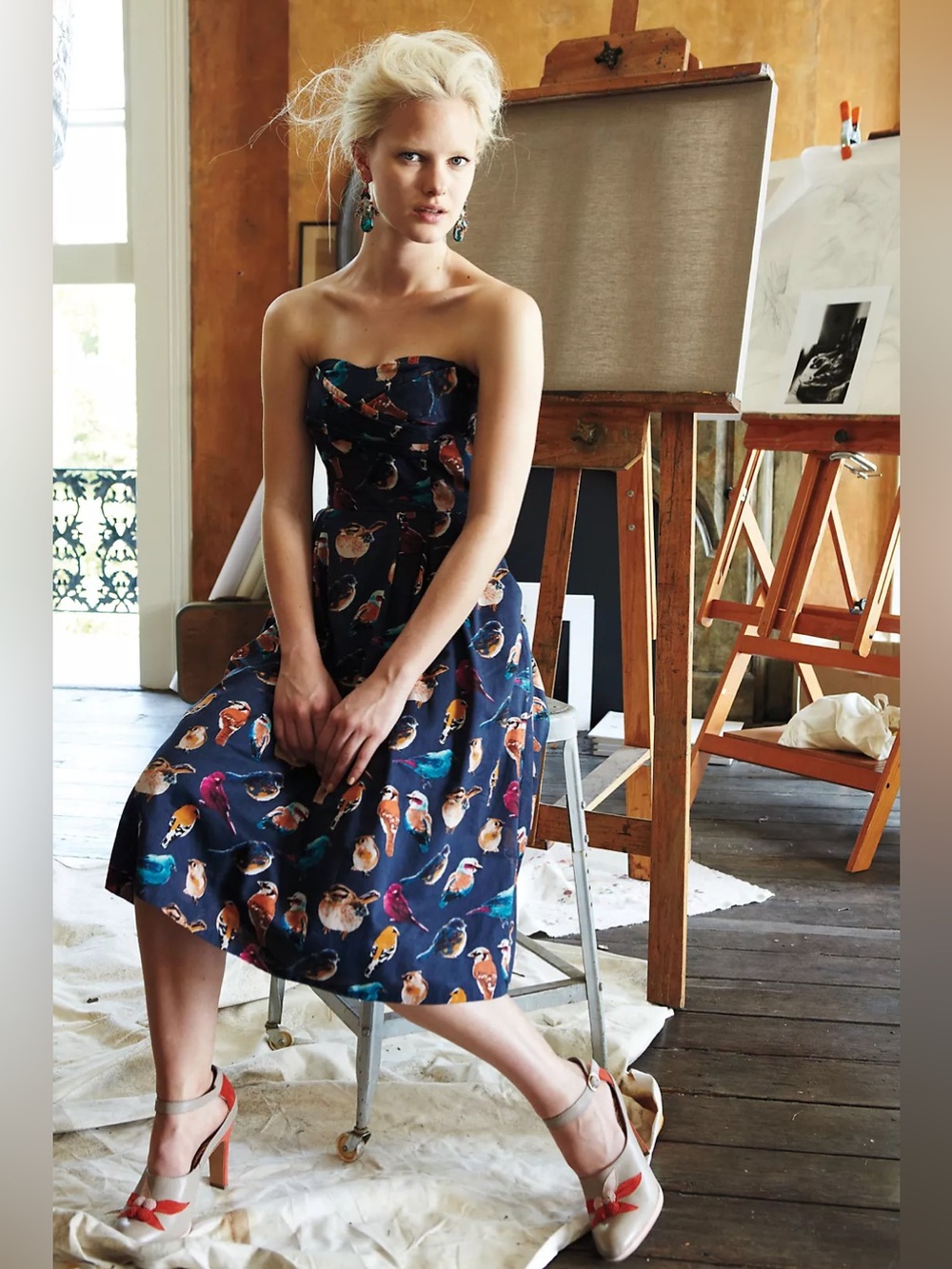 Maeve Native Birds cotton dress